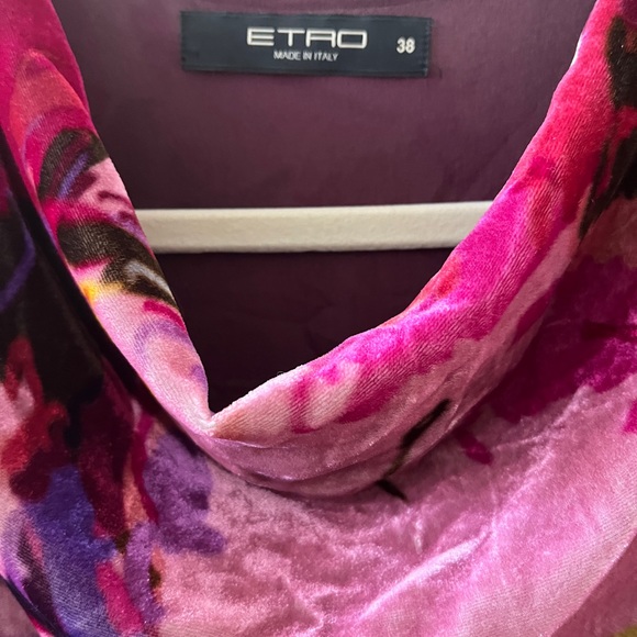 🎈ETRO Multicolor Abstract Mini Dress Sheath Tunic  Cowl Neckline Cap Sleeves 38 - Picture 3 of 5